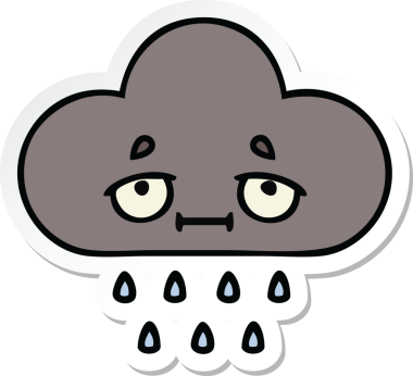 Bir insan tarafından çizilmiş şirin bir fırtına bulutunun çıkartması.