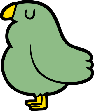 Bir insan tarafından çizilmiş çizgi film kuşu.