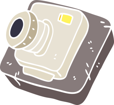 Bir insan tarafından çizilmiş düz renk çizim eski fotoğraf makinesi