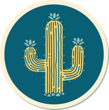 Bir insan tarafından çizilmiş geleneksel bir kaktüs stili dövme çıkartması.