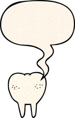 Çizgi roman tarzında konuşma baloncuğu olan çizgi film dişleri bir insan tarafından çizildi.