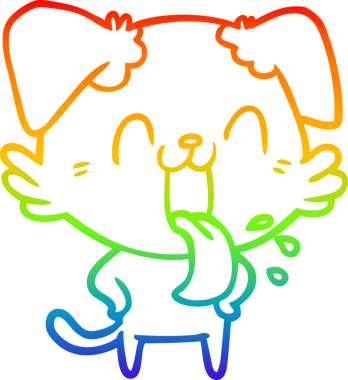 Gökkuşağı gradyan çizgi çizimi Bir insan tarafından çizilmiş nefes nefese bir köpek