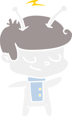 Bir insan tarafından çizilmiş düz renkli çizgi film uzay adamı.