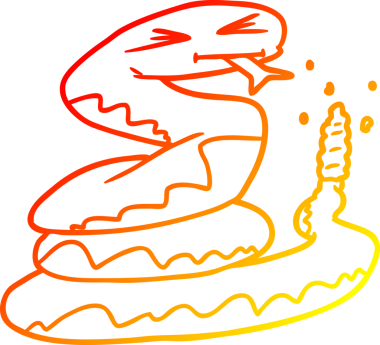 Bir insan tarafından çizilmiş bir çıngıraklı yılanın sıcak çizgi çizimi