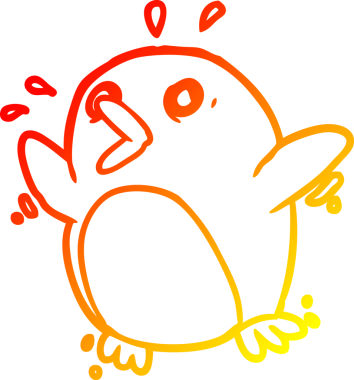 Bir insan tarafından çizilmiş korkmuş bir penguen çizgisi.