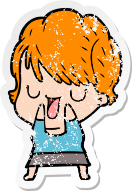 Bir insan tarafından çizilmiş karikatür kadının sıkıntılı çıkartması.