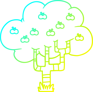 Bir insan tarafından çizilen elma ağacının soğuk gradyan çizgisi.