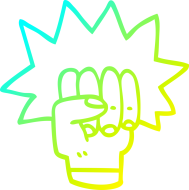 Bir insan tarafından çizilmiş yumruk karikatürünün soğuk gradyan çizimi