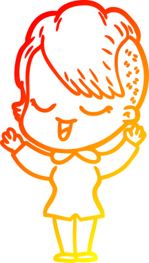 Bir insan tarafından çizilmiş mutlu bir çizgi film kızı çizimi