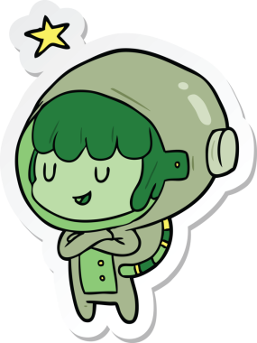 Bir insan tarafından çizilmiş bir uzay kızının çıkartması.