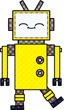 bir insan tarafından çizilmiş bir robotun çizgi roman tarzı