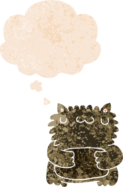 Düşünce baloncuğu ve grunge ile çizgi film ayısı bir insan tarafından çizilmiş tedirgin geçmiş doku