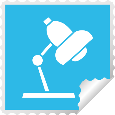 Bir insan tarafından çizilmiş bir masa lambası karikatürü.