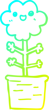 Bir insanın çizdiği karikatür çiçeğinin soğuk gradyan çizgisi.