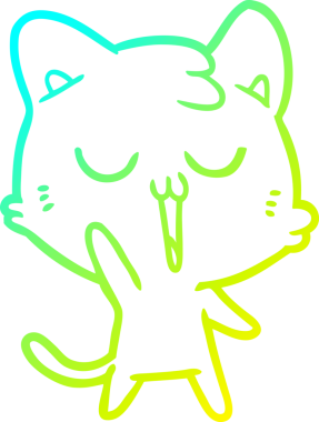 Bir insan tarafından çizilmiş çizgi film kedisinin soğuk çizgi çizimi.