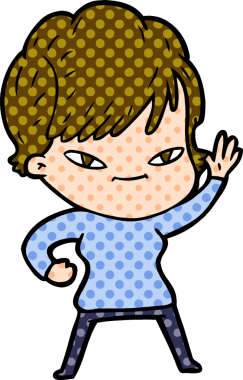 Bir insan tarafından çizilmiş mutlu bir kadın.