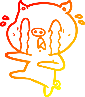 Bir insan tarafından çizilmiş, ağlayan bir domuz çizgi filmi.