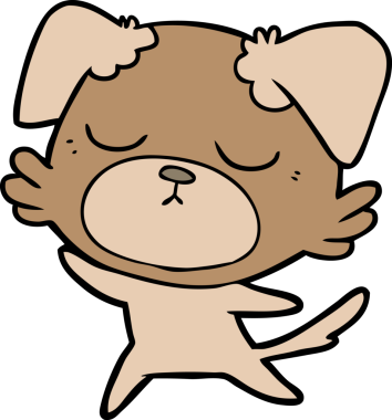 Bir insan tarafından çizilmiş şirin bir çizgi film köpeği.