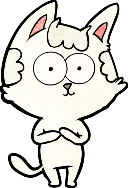 Bir insan tarafından çizilmiş mutlu çizgi film kedisi.