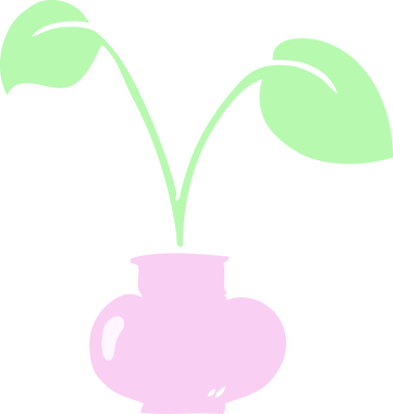 Bir insan tarafından çizilmiş düz renkli karikatür ev bitkisi