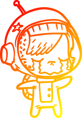 Bir insan tarafından çizilmiş, ağlayan astronot bir kızın sıcak çizgi çizimi