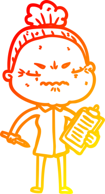 Bir insan tarafından çizilmiş, karikatür çizen yaşlı bir kadın.