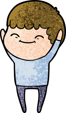 Bir insan tarafından çizilmiş gülümseyen çocuk.