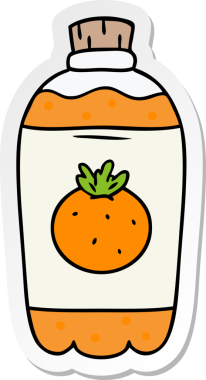 Bir insan tarafından çizilmiş portakal gazozunun el çizimi karikatürü.