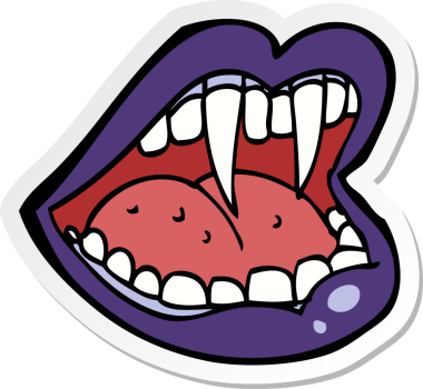 Bir insan tarafından çizilmiş vampir ağzının çıkartması.