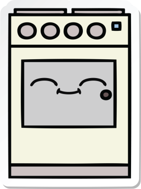 Bir insan tarafından çizilmiş şirin bir mutfak fırınının çıkartması.