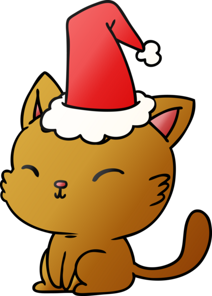 Bir insan tarafından çizilmiş kawaii kedisinin el çizimi gradyan çizgi filmi.