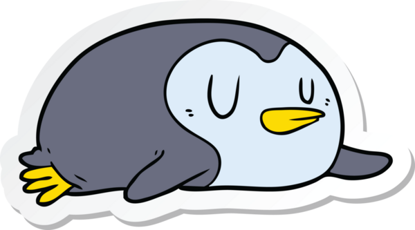 Bir insan tarafından çizilmiş karikatür pengueni çıkartması.