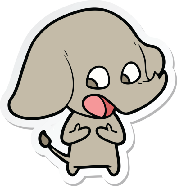 Bir insan tarafından çizilmiş şirin bir fil çıkartması.