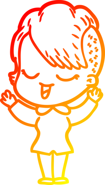 Bir insan tarafından çizilmiş mutlu bir çizgi film kızı çizimi