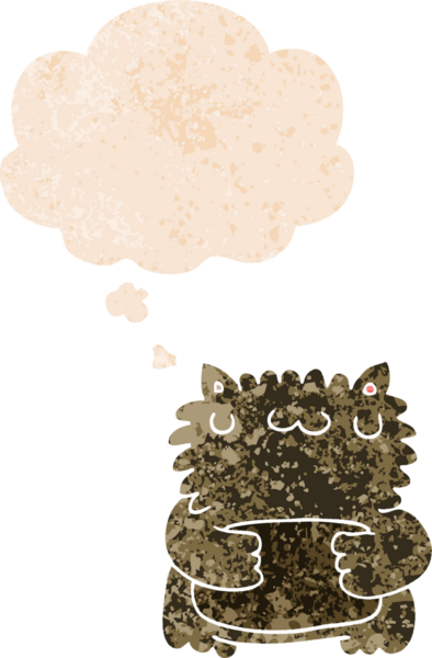 Düşünce baloncuğu ve grunge ile çizgi film ayısı bir insan tarafından çizilmiş tedirgin geçmiş doku