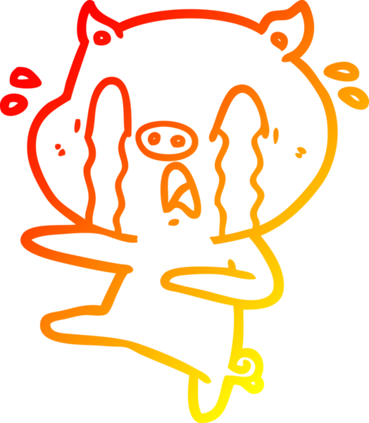 Bir insan tarafından çizilmiş, ağlayan bir domuz çizgi filmi.