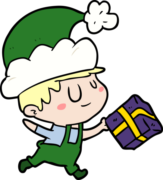 Bir insan tarafından çizilmiş mutlu noel elfi.