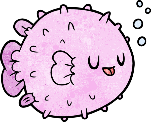 Bir insan tarafından çizilmiş balon balığı.