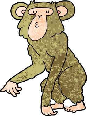 bir insan tarafından çizilmiş şempanze çizgi filmi