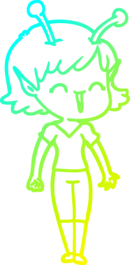 Soğuk gradyan çizgisi, bir insan tarafından çizilmiş gülen uzaylı bir kızın çizimi.