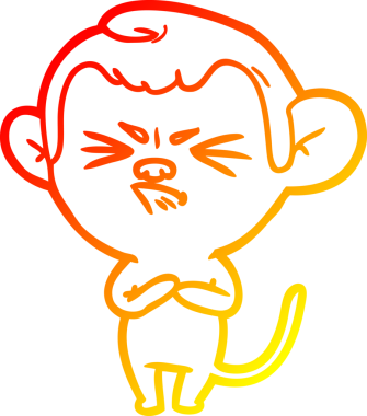 Bir insan tarafından çizilmiş kızgın bir maymunun sıcak çizgi çizimi