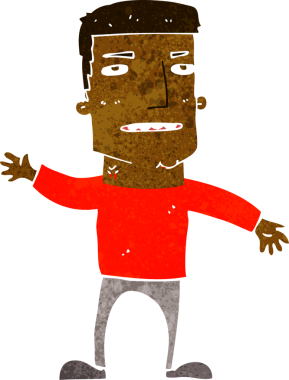 Bir insan tarafından çizilmiş stresli bir adamı sallayan çizgi film