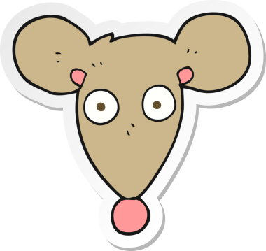 Bir insan tarafından çizilmiş çizgi film faresinin çıkartması.