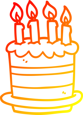 Bir insan tarafından çizilmiş bir doğum günü pastasının sıcak gradyan çizimi