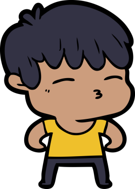 Bir insan tarafından çizilmiş meraklı bir çocuk.