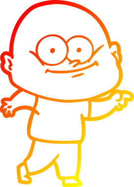 Bir insan tarafından çizilmiş kel bir adamın sıcak çizgi çizimi.