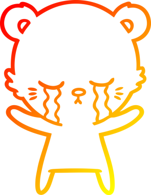 Bir insan tarafından çizilen ağlayan çizgi film kutup ayısının sıcak çizgi çizimi