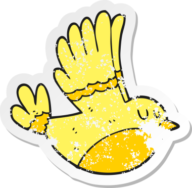 Bir insan tarafından çizilmiş uçan bir kuşun gerilimli çıkartması.