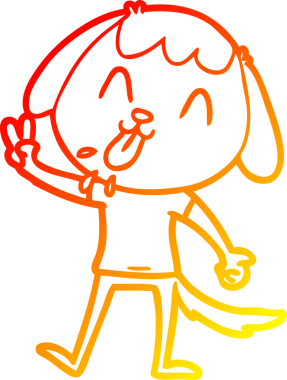 Bir insan tarafından çizilmiş sevimli bir köpeğin sıcak çizgi çizgisi.