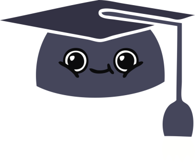 Bir insanın çizdiği mezuniyet şapkasının düz renkli retro karikatürü.